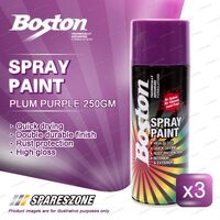 3 x Boston Plum Purple Spray Paint Cans 250 Gram Quick Drying Rust Protection