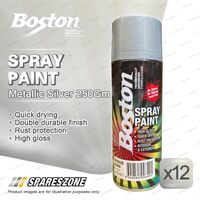 12x Boston Metallic Silver Spray Paints 250G Silver Sleek Rust Prevention Finish