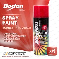 6 x Boston Scarlet Red Spray Paint Cans 250 Gram High Gloss Rust Protection