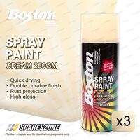 3 x Boston Cream Spray Paint Cans 250 Gram Quick Drying Rust Protection