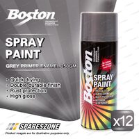 12 x Boston Grey Primer Enamel Spray Paint Cans 250g High Gloss Rust Protection