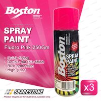 3 x Boston Fluoro Vibrant Fluorescent Pink Spray Paint 250G Enhance Surfaces