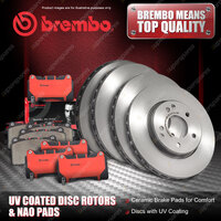 Front + Rear Brembo UV Disc Rotors & NAO Brake Pads for Fiat 500 C 312 1.3 1.4