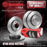 4x Brembo Front+Rear Drilled Brake Rotors for Fiat 500 C 132 Tempra 159 Tipo 160