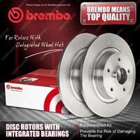 2x Rear Brembo Disc Brake Rotors with Bearing Kit for Citroen C4 Cactus C-Quatre