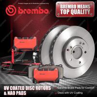 Front Brembo UV Disc Rotors + NAO Brake Pads for Peugeot 207 WA WC WK 2008 CU