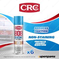 6 x CRC 808 Silicone Spray 330g / 500ml for Multi-Surface Protection