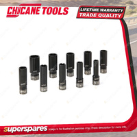 10 Pcs Chicane 3/8" Drive 6Pt Metric Dual Deep Impact Socket Set - Cr-Mo Steel