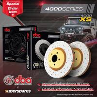 DBA Front 4000 XS Drilled Disc Brake Rotors for Acura Integra Excl Type R 90-01