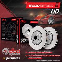 2x DBA Rear 5000 Fully Assy 2-Piece Black Hat Disc Rotors for HSV GTS VE VF