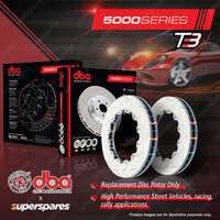 2x DBA Rear 5000 Series T3 Slotted Disc Rotors for HSV GTS VE VF Yellow Caliper