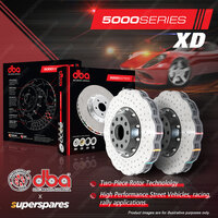 2x DBA Front 5000 Wave XD2-Piece Black Hat Disc Rotors for Skoda Superb 3T 1LK