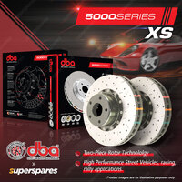 2x DBA Front 5000 XS Fully 2-Piecs Black Hat Disc Rotors for Audi A4 S4 A6 S6 C5
