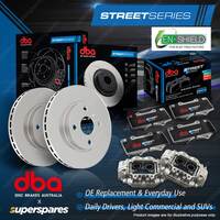 DBA Rear Disc Brake Rotors Pads Calipers Kit for Ford Falcon XR6 XR8 BA BF