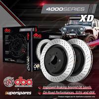 2x DBA Rear 4000 XD Drilled Dimpled Disc Brake Rotors for Hyundai Santa DM DMA