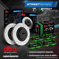 DBA Front T2 Slotted Brake Rotors & Perf Pads for Subaru Liberty BL BP BM BR