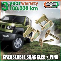 Rear EFS Greaseable Leaf Spring Shackles + Pins for Nissan Patrol GU CAB 98 ON