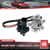 Gates Water Pump + Thermostat + Belt Kit for Ford Ranger PX 2.5L 122kW with AC