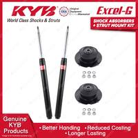 Pair Front KYB Shock Absorbers + Strut Top Mount Kit for BMW 3 Series E30 83-90