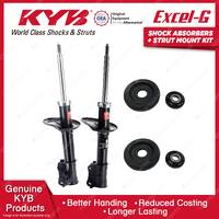 2x Front KYB Shock Absorbers + Strut Mount Kit for Daewoo Kalos T200 03-04