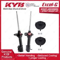 Pair Rear KYB Shock Absorbers + Strut Top Mount Kit for Ford Laser KF KH 90-94