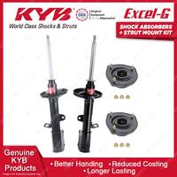 2 Rear KYB Shock Absorbers + Strut Top Mount Kit for Holden Nova LE LF 89-94