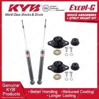 2x Rear KYB Shock Absorbers + Strut Mount Kit for Holden Barina TK 05-11