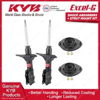 2x Front KYB Shock Absorbers + Strut Mount Kit for Hyundai Lantra J1 Sedan 91-92