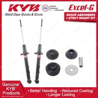 2x Rear KYB Shock Absorbers + Strut Mount Kit for Hyundai Lantra J1 Sedan 91-92