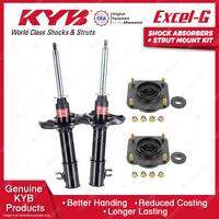 Pair Front KYB Shock Absorbers + Strut Top Mount Kit for Mazda 626 GF GW 97-02