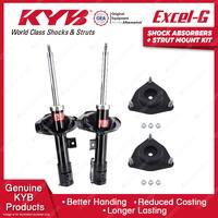 Pair Front KYB Shock Absorbers + Strut Mount Kit for Mitsubishi Lancer CJ 07-16