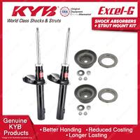 Pair Front KYB Shock Absorbers + Strut Top Mount Kit for Peugeot 405 D70 93-98