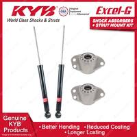 Pair Rear KYB Shock Absorbers + Strut Top Mount Kit for Skoda Fabia 5J 10-15