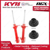 2x Rear KYB Shock Absorbers + Strut Mount Kit for Subaru Impreza GDG WRX 05-07