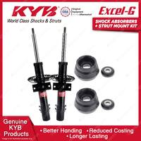 Pair Front KYB Shock Absorbers + Strut Mount Kit for Volkswagen Polo 6C 6R 14-ON