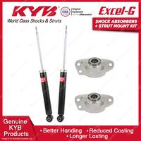 Pair Rear KYB Shock Absorbers + Strut Top Mount Kit for Volkswagen Golf Mk V VI