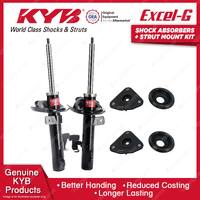 Pair Front KYB Shock Absorbers + Strut Top Mount Kit for Volvo C30 S40 V50 04-15