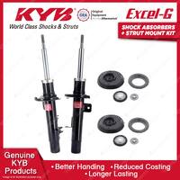 Pair Front KYB Shock Absorbers + Strut Top Mount Kit for Citroen C3 I 02-04