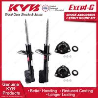 Pair Front KYB Shock Absorbers + Strut Top Mount Kit for Dodge Caliber PM 06-13