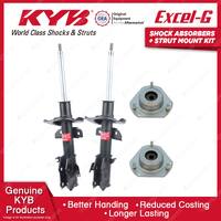 Pair Front KYB Shock Absorbers + Strut Top Mount Kit for Ford Fiesta WT WZ