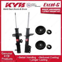 Pair Front KYB Shock Absorbers + Strut Top Mount Kit for Hyundai Accent RB 12-13