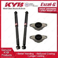 Pair Rear KYB Shock Absorbers + Strut Top Mount Kit for Mazda 2 DJ DL 14-on