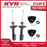 Pair Front KYB Shock Absorbers + Strut Top Mount Kit for Mitsubishi Lancer CG CH