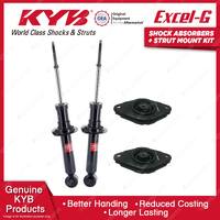 Pair Rear KYB Shock Absorbers + Strut Top Mount Kit for Nissan Pulsar N16 00-06