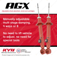 2x Rear KYB AGX Adjustable Shock Absorbers for Nissan 180SX Silvia S13 RWD Coupe