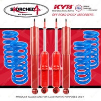 4x KYB SKORCHED 4'S Shocks + Raised Coil Springs for TOYOTA Landcruiser Prado 95