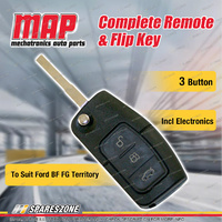 MAP Complete 3 Button Remote & Flip Key Shell for Ford BF FG Series 1 Territory