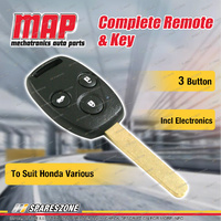 MAP Complete 3 Button Remote Shell & Key Incl Electronics for Honda Various