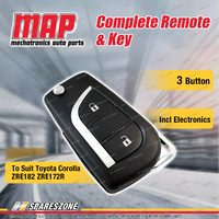 MAP Complete 3 Button Remote Shell & Key for Toyota Corolla ZRE182 ZRE172R