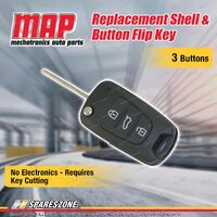 MAP 3 Button Replacement Shell & Button Flip Key No Electronics for Hyundai